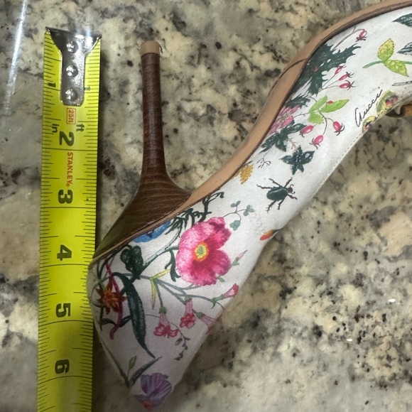 Gucci Floral Heels with Orange Accents